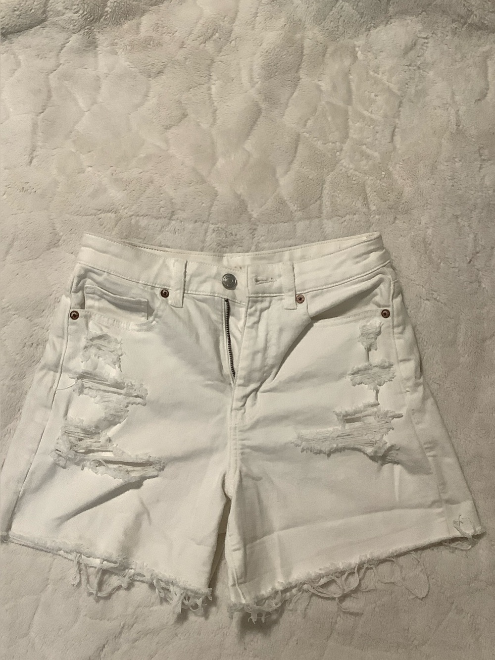 American Eagle Outfitters White Distressed Denim Cutoff Shorts
